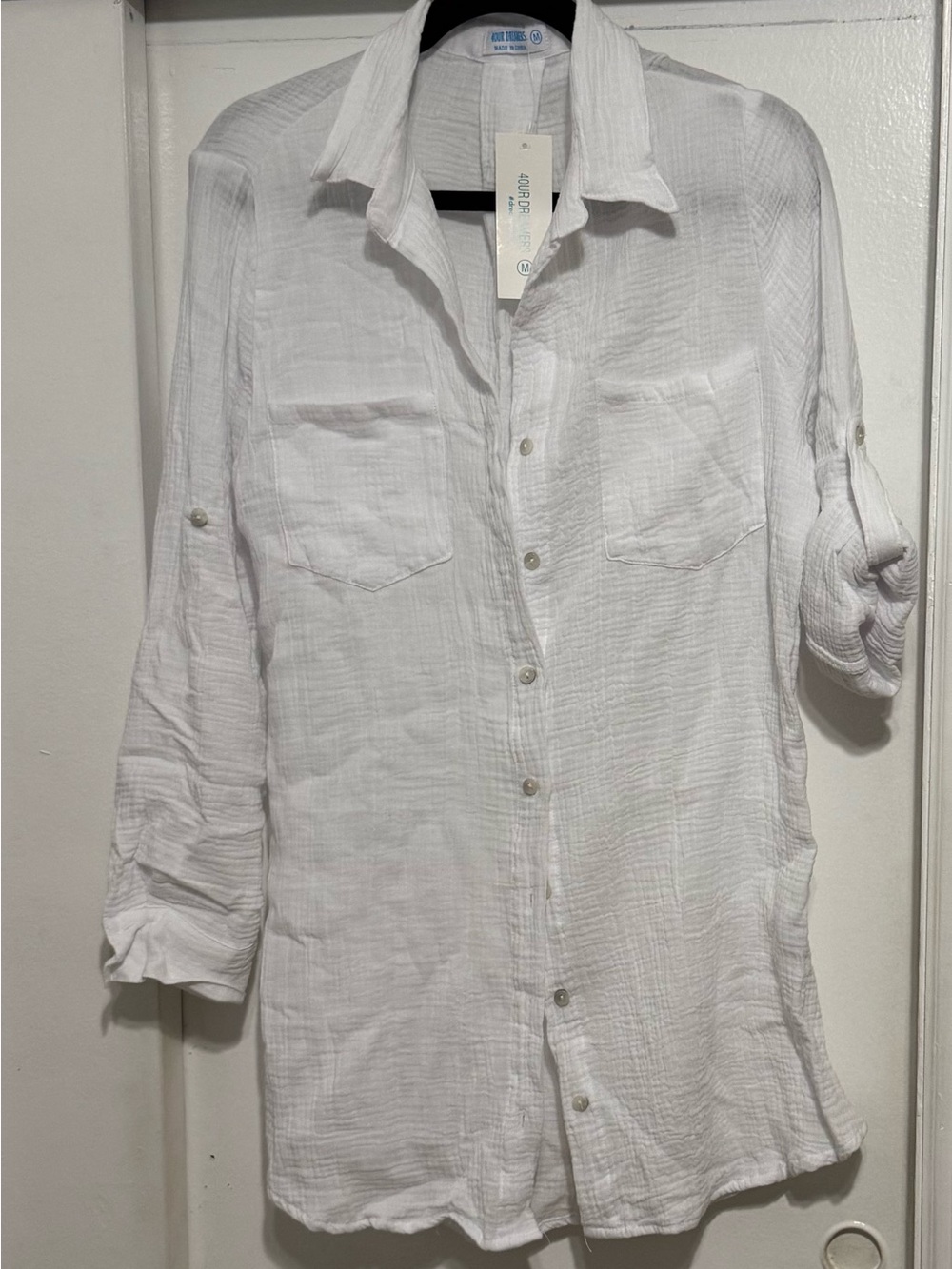 Women's White Casual Button-Down Shirt - Relaxed Fit